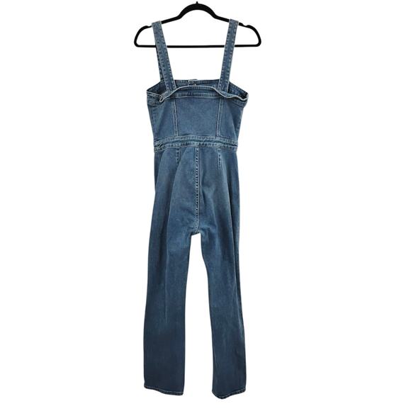 Grlfrnd Hill Overalls Jumpsuit Denim Cropped Alive Again Blue Wash Size Small - Picture 2 of 4